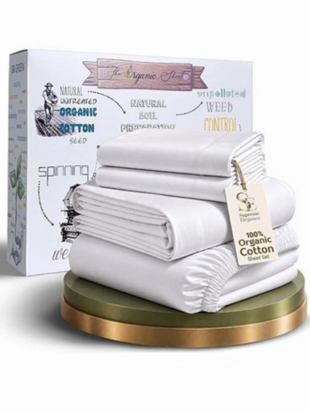 Supreme Elegance 100% Organic Cotton Sheet Set Organic Cotton Sheet Set in White